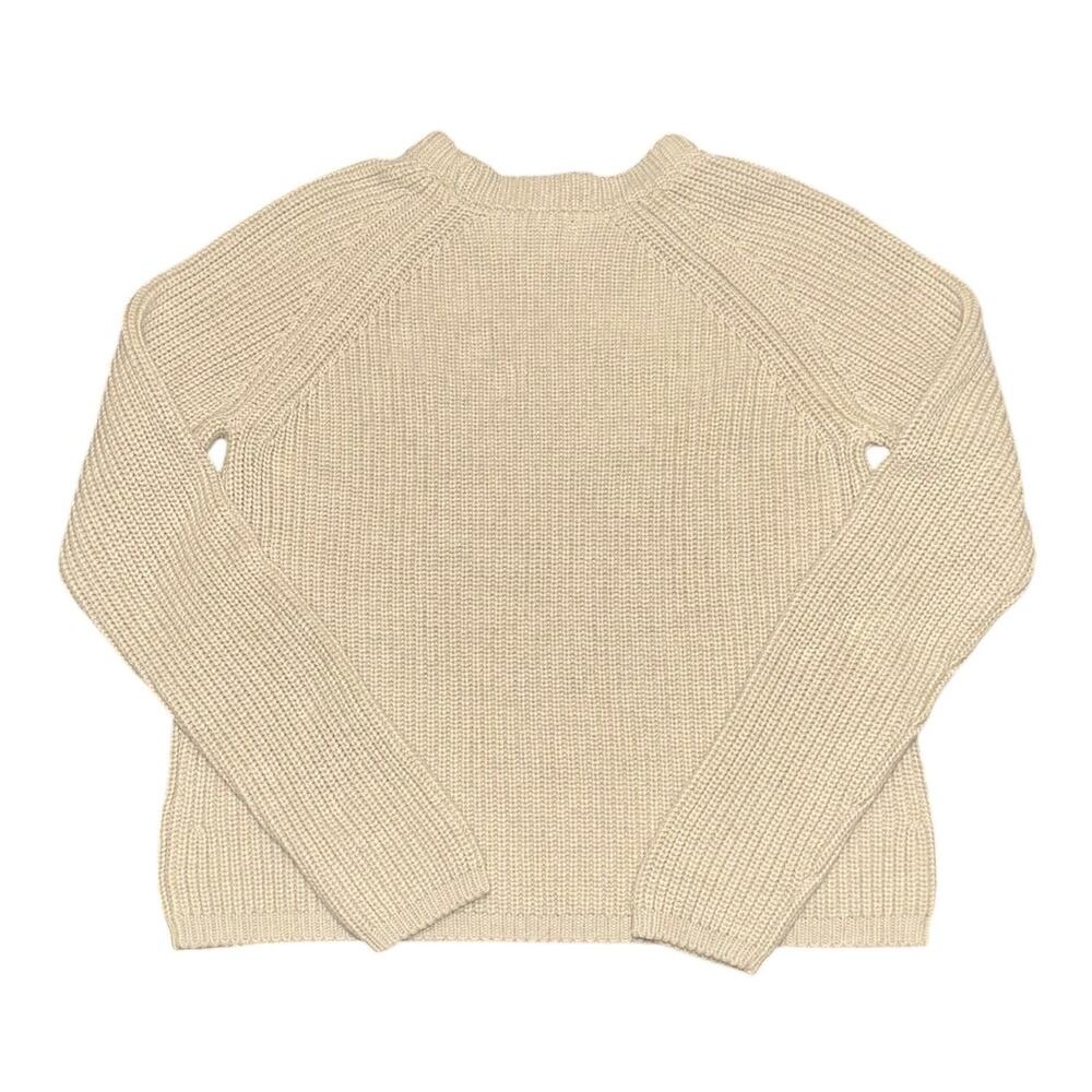 Quince Organic Cotton Fisherman Crew Sweater Beige Women's Medium - Picture 3 of 10